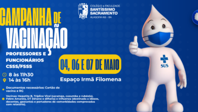 O Colégio Santíssimo Sacramento realiza uma campanha de vacinação voltada para professores e funcionários CSSS/FSSS.